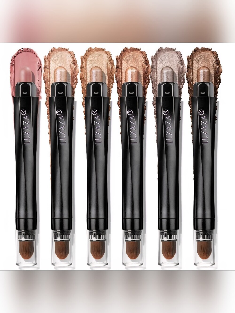 6pc. Metallic & Matte Cream Eyeshadow Sticks- Rose Gold & Brown- Built In Brush - Picture 9 of 10